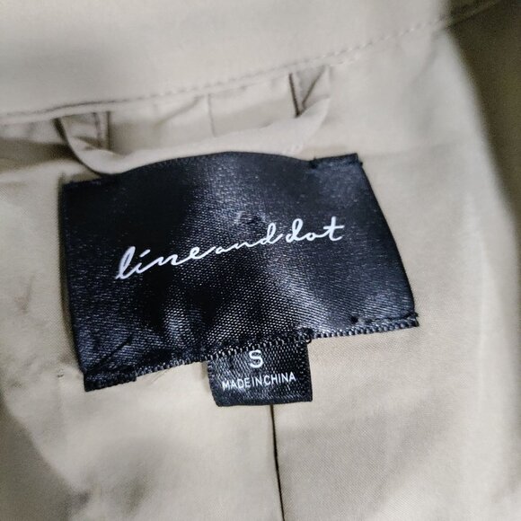 Line and Dot Beige Double Breasted Belted Long Trench Coat Women's Size Small - Picture 9 of 16